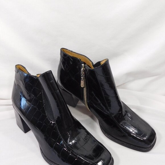 Franco Sarto Black Patent Leather Ankle Boots - Picture 4 of 7